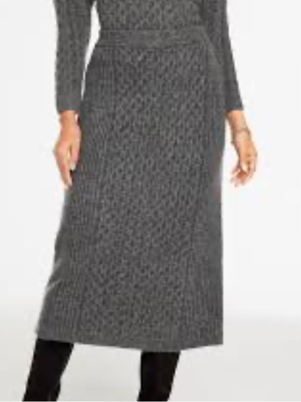 NWT Talbots Women's Gray Cable Knit Midi Skirt size M